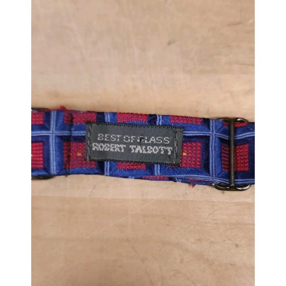 Robert Talbott Best of Class Lot Of 2 Silk Bow Ties Red Stripe Blue Geometric